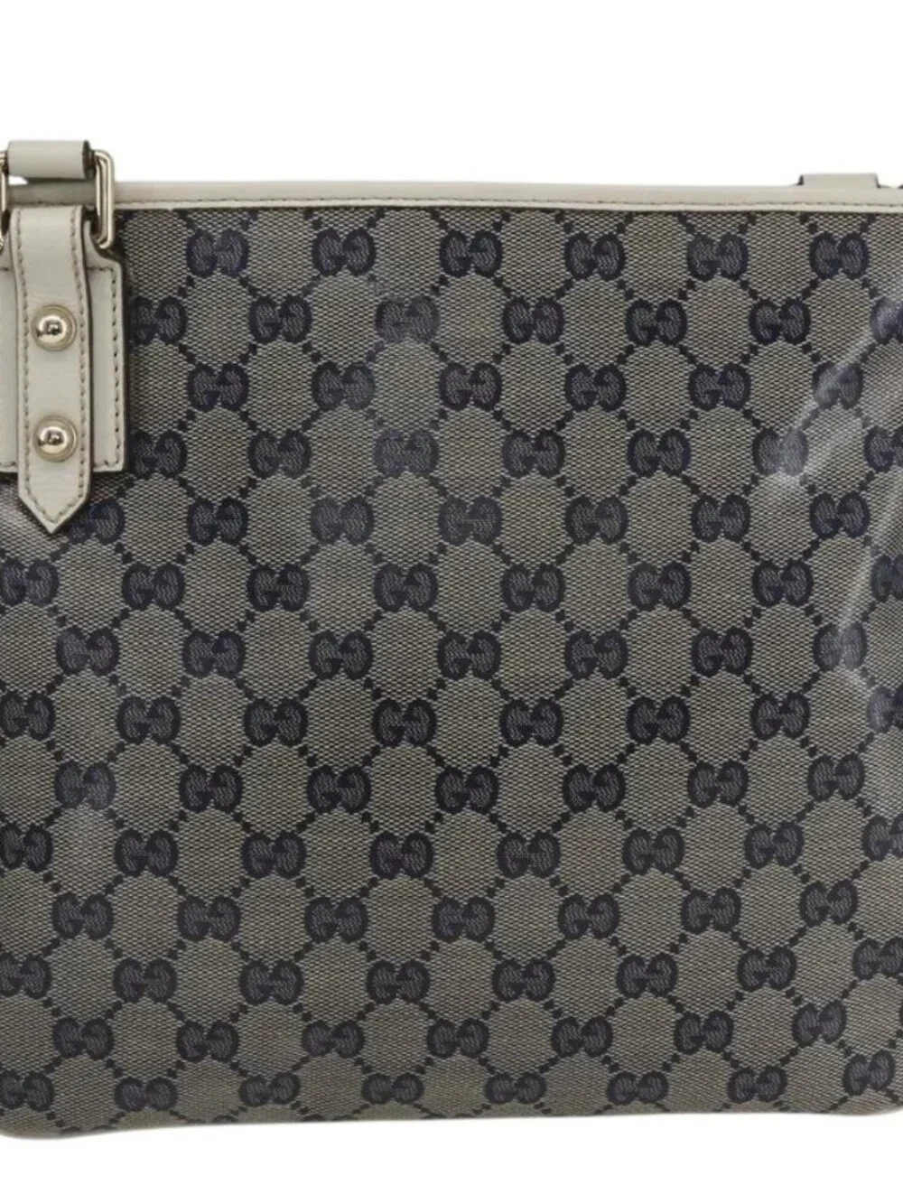 GUCCI GG Crystal Shoulder Bag Coated Canvas Navy Gold 257246 Auth 173553V - Picture 3 of 16